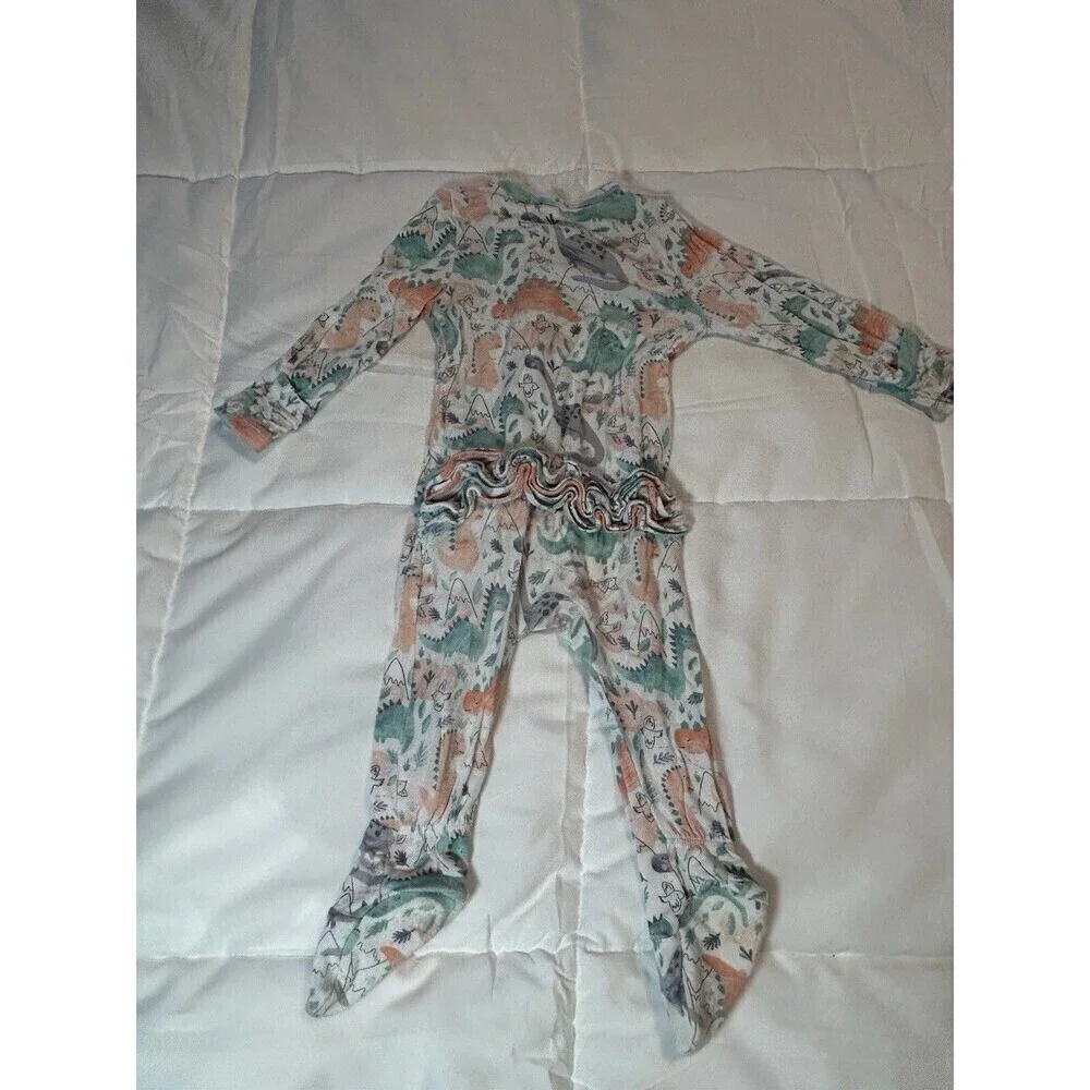 Angel Dear Ruffle Bodysuit with Pastel Dinosaurs 3-6mo